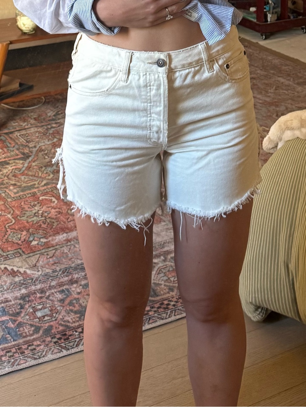 Free People White Jean Shorts